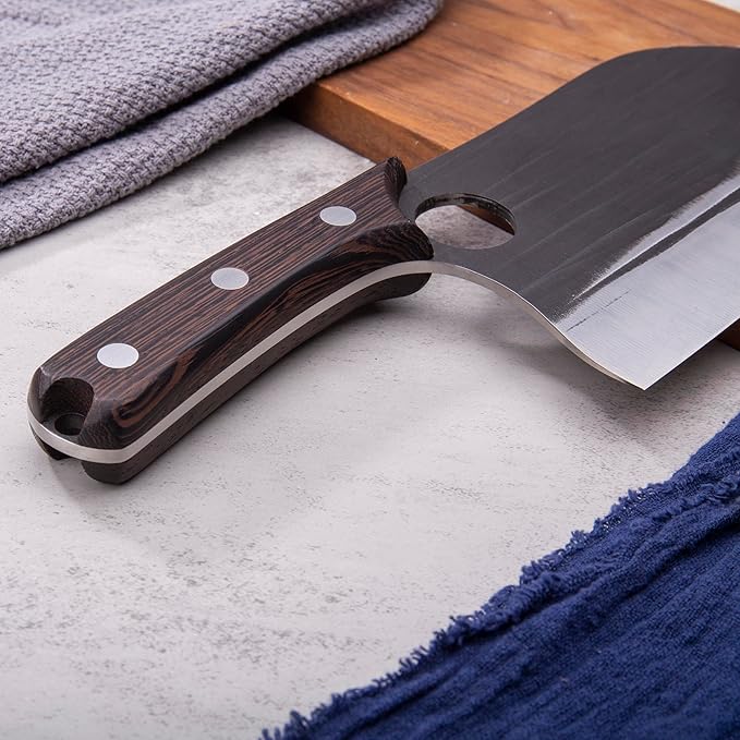 SHANGDAO Meat Cleaver Knife 7.8", Butcher Knife for Meat Cutting, High-carbon steel Chopper Knife, Vegetable Cleavers, Forged Blade & Wood Handle, Camping Thanksgiving Christmas Gifts