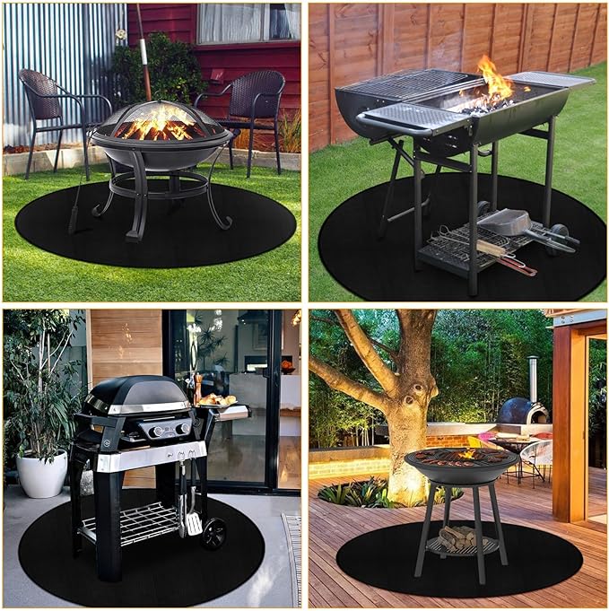 40" Round Fire Pit Mat Compatible with Solo Stove Bonfire,3-Layer Outdoor Under Grill Mat Patio Deck Protector BBQ Pad,Fire Proof Pads for Under Fire Pit,Charcoal Grills,Griddles and Smokers