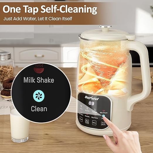 60oz Nut Milk Maker Machine: 8 in 1 Soy Milk Maker with Delay Start/Keep Warm/Self Clean, Food Processor for Soy/Nut/Oat Milk, Juice, Milkshake, Rice Paste and Boil Water, Kitchen Blender