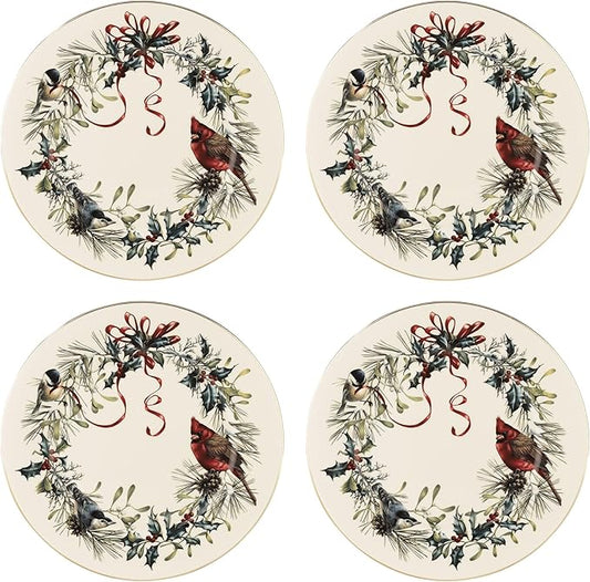 Lenox 897091 Winter Greetings Dinnerware Dinner Plates, Set of 4, Red & Green, Christmas, Holiday Hosting, Service For 4