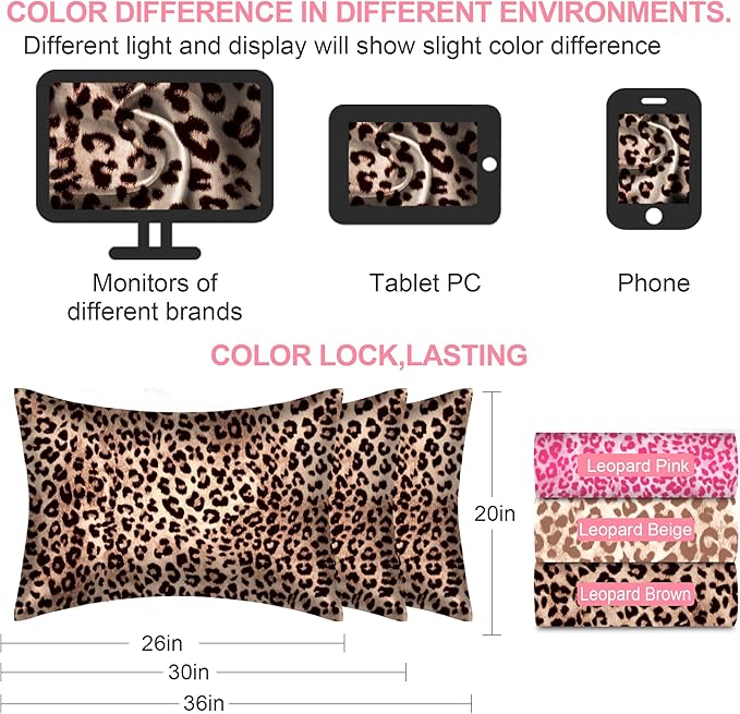 Mulberry Silk Pillow Cases Standard Size with Hidden Zipper, Ultra Smooth and Soft Breathable Cooling Silk Satin Pillowcase for Hair and Skin, Gifts for Women Men (Leopard Brown, 20x26 Inches, 1 Pack)