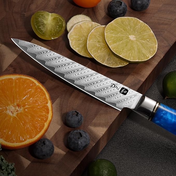 Kitchen Utility Knife 5 Inch, Japanese VG10 Steel Damascus Paring knife, Small Kitchen chef Knife with Gift Box and Resin Wood Handle, Ideal Birthday Gift for Men and Women
