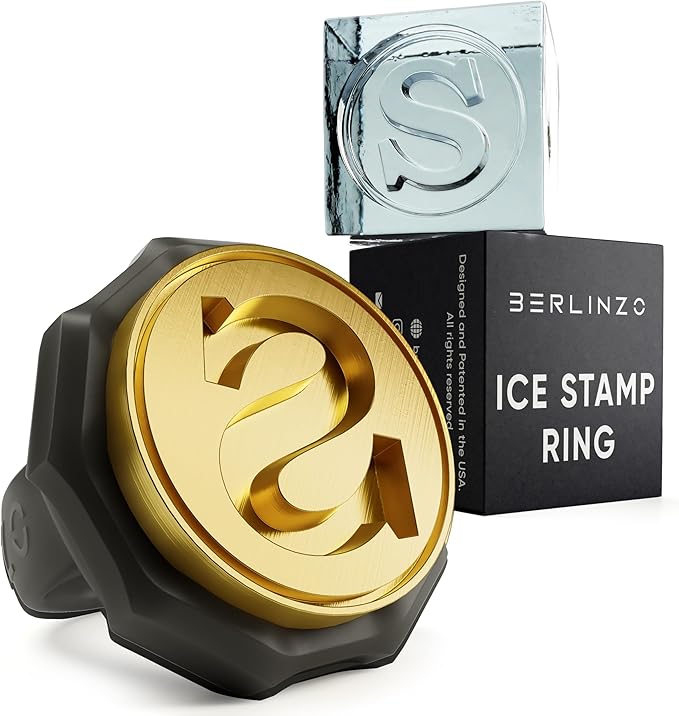 Berlinzo Brass Ice Stamp Ring Letter S
