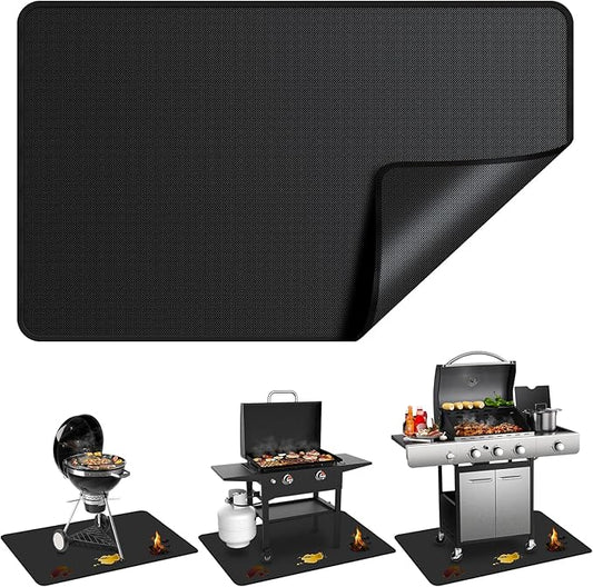 48 x 30 inch Under Grill Mats for Outdoor Grill, Double-Sided Fireproof Deck Patio Protector Mat, Waterproof Oil-Proof BBQ Floor Pad Indoor Fire Pit Fireplace Mat