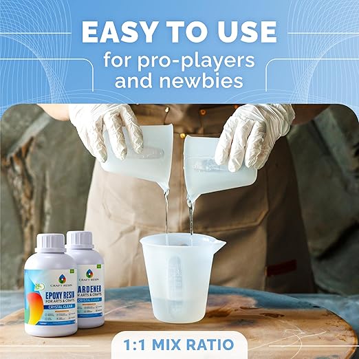CRAFT RESIN 4 Gallon Epoxy Resin Kit - Crystal Clear Epoxy Resin Kit & Hardener for DIY Art, Mold Casting, Jewelry Making, Coasters, Table Top, Countertop Coating - Food Safe, Heat & UV Resistant
