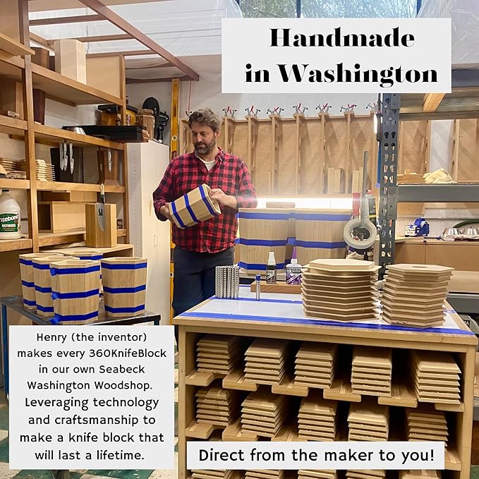 360KnifeBlock® MAX (walnut) ROTATING Magnetic Knife Block - MAX 12" tall with an array of top slots SeriousEats/Food&Wine/ATK BEST Universal Knife Block - handmade in Washington