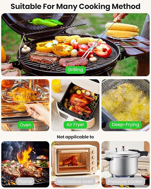 Smart Bluetooth Wireless Meat Thermometer with WiFi - High Accuracy ±0.5°F, 6 Sensors with NIST Certified Accuracy, Smart LED Base, Long-Range WiFi for BBQ, Grill, Smoker, Oven, Rotisserie