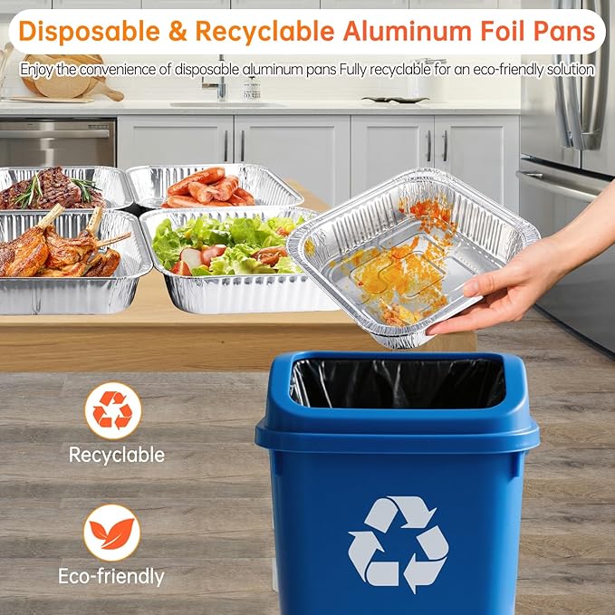 8x8 Aluminum Pans with Lids - 10 Pack Disposable Baking Pans, Heavy Duty Tin Foil Pans with Lids for Cake Baking, Cooking, Heating, Storing, Prepping Food