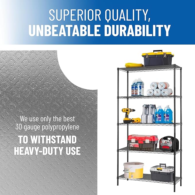 Sterling Shelf Liners Wire Rack Covers: Plastic Shelf Liner Cover for Wire Shelving: Cover Mats for Shelves in Pantry, Closet, and More: 18x48 Inch: Graphite, Set of 4