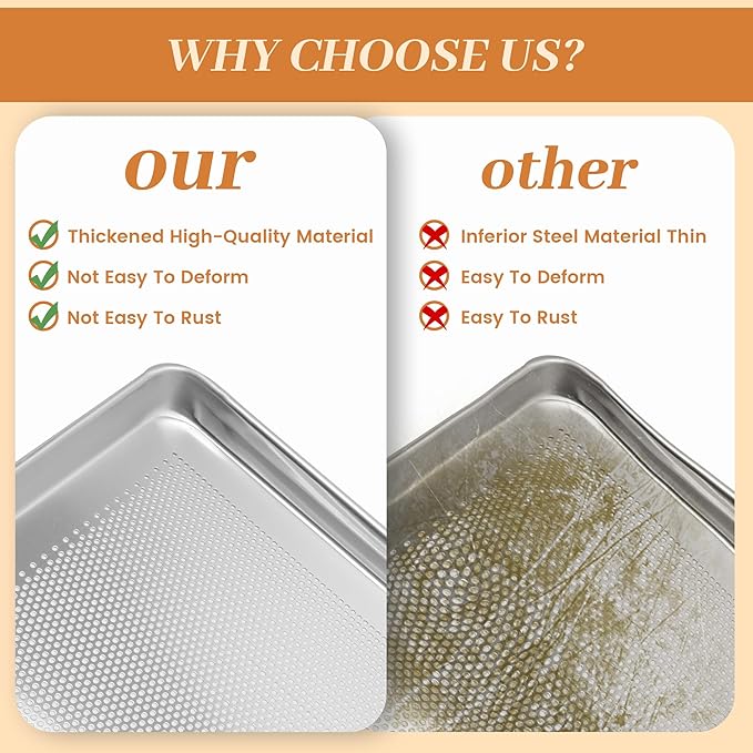 12 Pack Full Size Baking Sheet Pans Perforated, Aluminum Commercial Cookie Sheets Non-Stick, 26"x18"