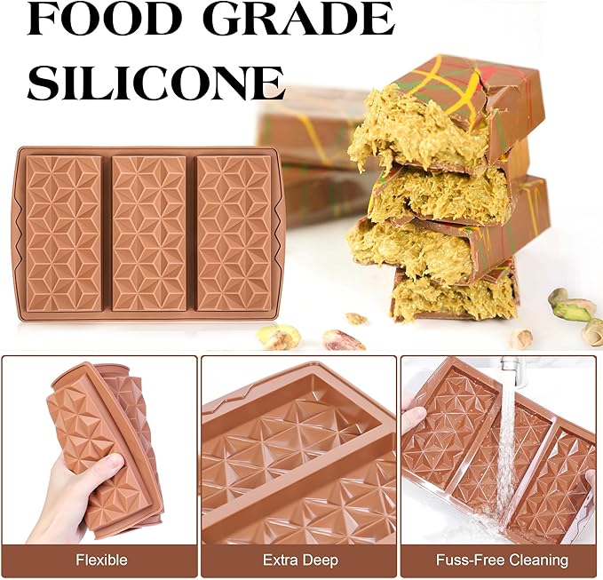 1 Pc Chocolate Bar Mold Deep Silicone Large Chocolate Molds Break Apart Pyramid Shape Thick Candy Bar Molds