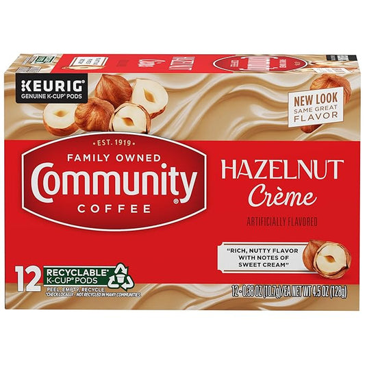 Community Coffee Hazelnut Creme Flavored 12 Count Keurig K-Cup Coffee Pods, Medium Roast, 12 Count (Pack of 1)