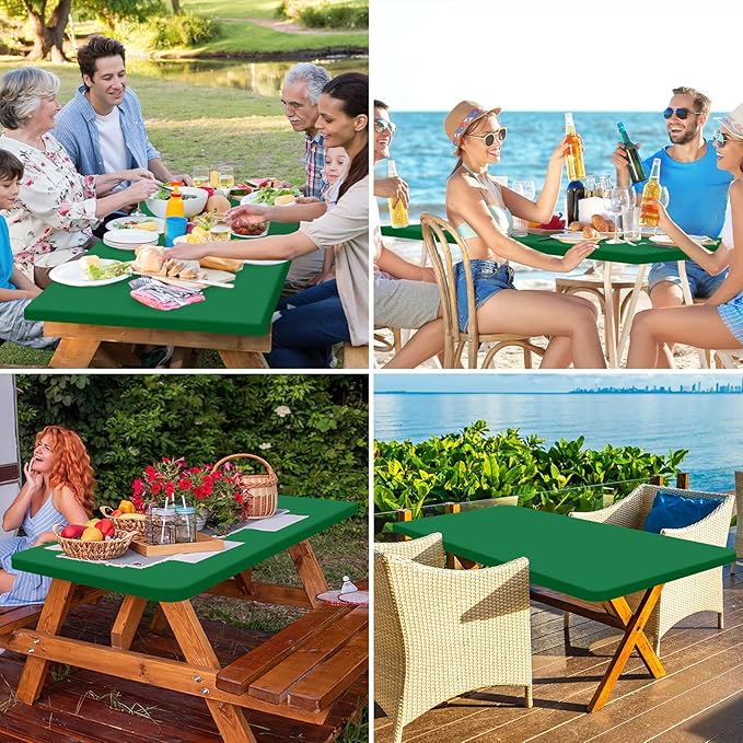 homing Rectangle Table Cloth Cover, Waterproof Polyester Elastic Fitted Tablecloth, Fits for 8 Foot Folding Tables, Washable Table Protector for Christmas, Holiday, Party (Hunter Green, 30" x 96")
