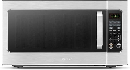 Toshiba ML-EM62P(SS) Large Countertop Microwave with Smart Sensor, 6 Menus, Auto Defrost, ECO Mode, Mute Option & 16.5" Position Memory Turntable, 2.2 Cu Ft, 1200W, Stainless Steel
