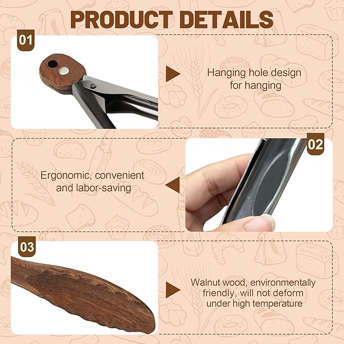 Wooden Tongs for Cooking, Multi-Purpose for Tossing Salads, Grilling, Flipping Food & Serving Bread - Strong Grip Walnut Wood Tips, Heat Resistant & Non-Deforming (9 inch)