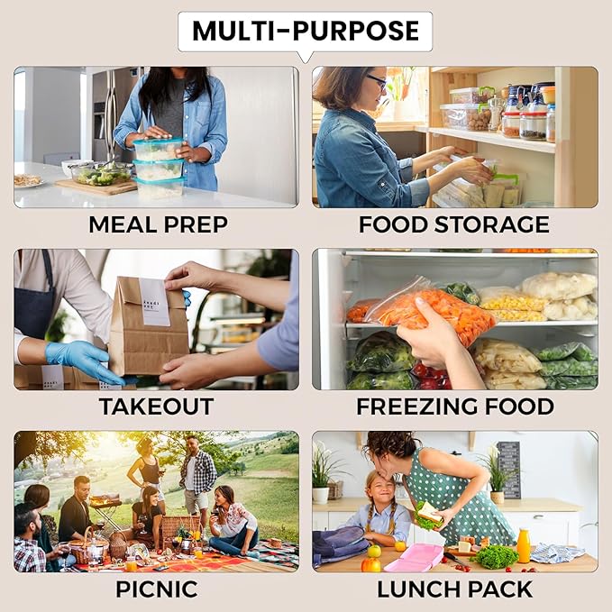 Klex 32 Oz, 150 Sets Meal Prep Containers with Airtight Lids, BPA Free, Reusable Plastic Food Container, 32 oz, Rectangular, Black/Clear, 150 Sets