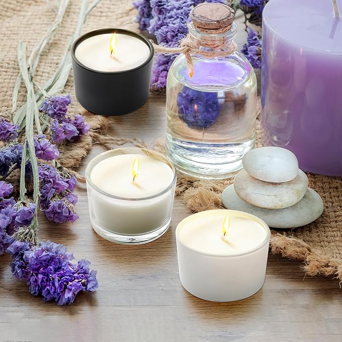 Thick Candle Jars for Making Candles 16 Pcs, 4 OZ Empty Jars with Wood Lids for Candle Making, Sample Container - Dishwasher Safe,Clear