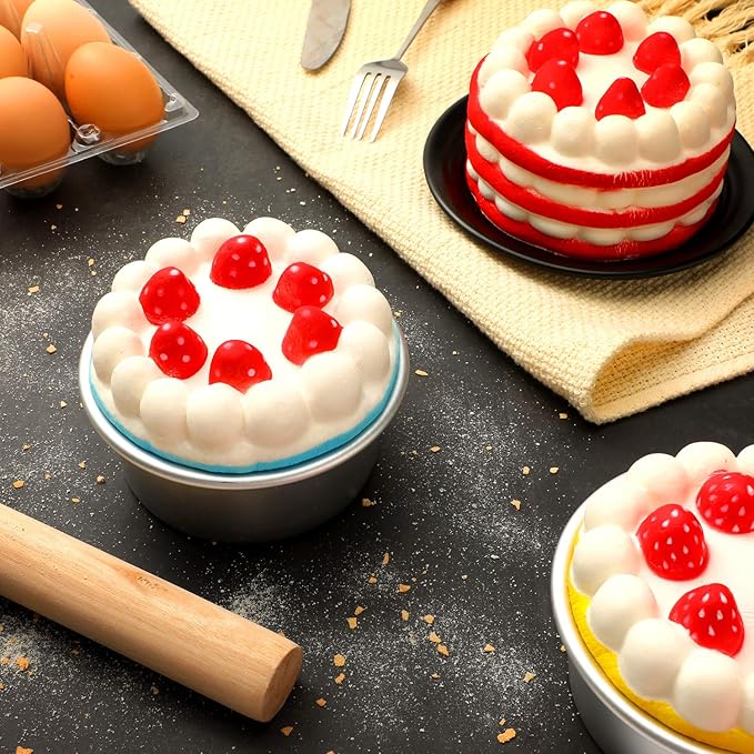 Nuenen 12 Pcs Round Cake Pans Aluminum Round Mold Smash Cake Baking Cheesecake Pans for Home Party Baking Supplies (4 Inch)