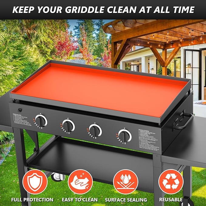 17" Silicone Griddle Mat Cover for Blackstone, Heavy Duty Silicone Cover, All Year Round Griddle Top Protective Mat for Black Stone Accessories