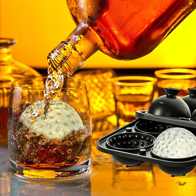 Golf Ball Ice Cube Mold 2.1 Inch Large Silicone Golf Ball Ice Cube Molds Fun Shapes Craft Sphere Ice Molds Novelty Christmas Gifts Stuff for Men Women Cocktails, Bourbon,Brandy, Whiskey(1, Golf Ball)