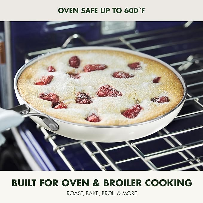 GreenPan Nova 8” & 10” 2 Piece Frying Pan Skillet Set, Oprah’s Favorite Things 2024, Induction Suitable PFAS-Free Nontoxic Ceramic Nonstick, Dishwasher & Oven Safe, Quick Even Heating, Cream White