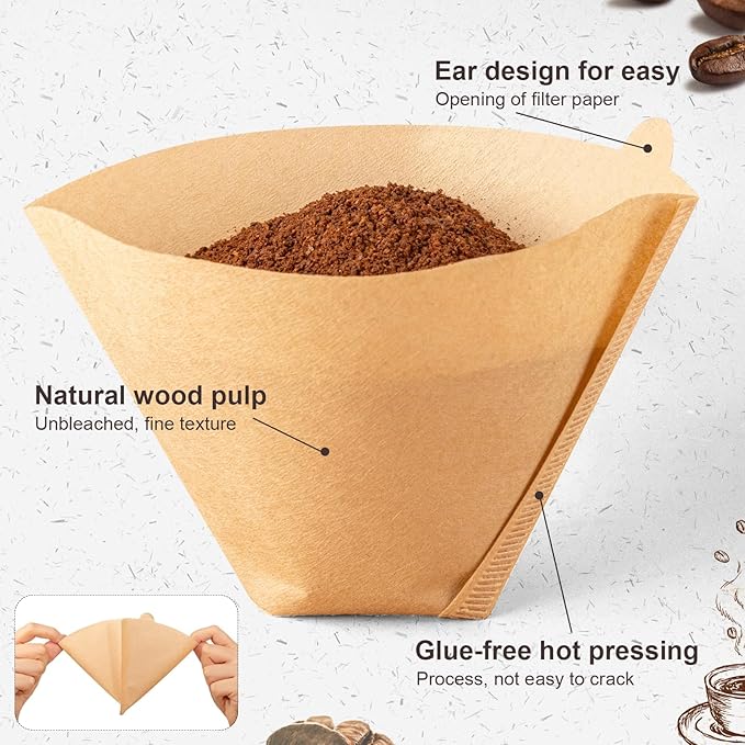 Coffee Filters #4, Unbleached Natural Coffee Filters 8-12 Cup, Disposable Coffee Filters, 4 Cone Paper Compatible with Ninja Coffee Maker, Pour Over and Drip Coffee Maker, 200 Count
