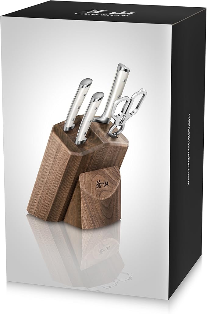 Cangshan S1 Series 1022568 German Steel Forged 5-Piece Starter Knife Block Set, Walnut