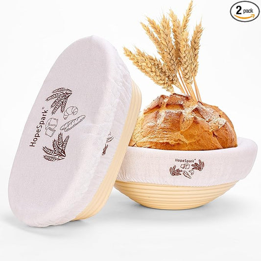 Banneton Sourdough Proofing Basket Kit, 9" Round and 10" Oval Proofing Basket with Liners & Covers, Bread Baking Supplies for Home or Professional Bakers Baking