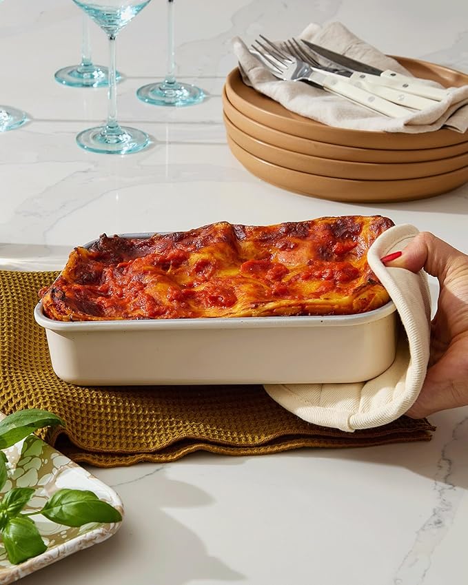 Caraway Nonstick 9” x 6.5” Small Rectangle Baking Pan – Non-Toxic, PTFE & PFOA Free – Aluminized Steel Core – Deep Ceramic Baking Pan for Casseroles, Lasagna & More - Sage