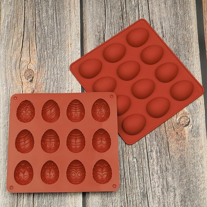 Easter Egg Chocolate Molds 3pcs Silicone Easter Candy Molds 12 Design Egg Candy Molds Non Stick for Ice Cube Resin Expoxy