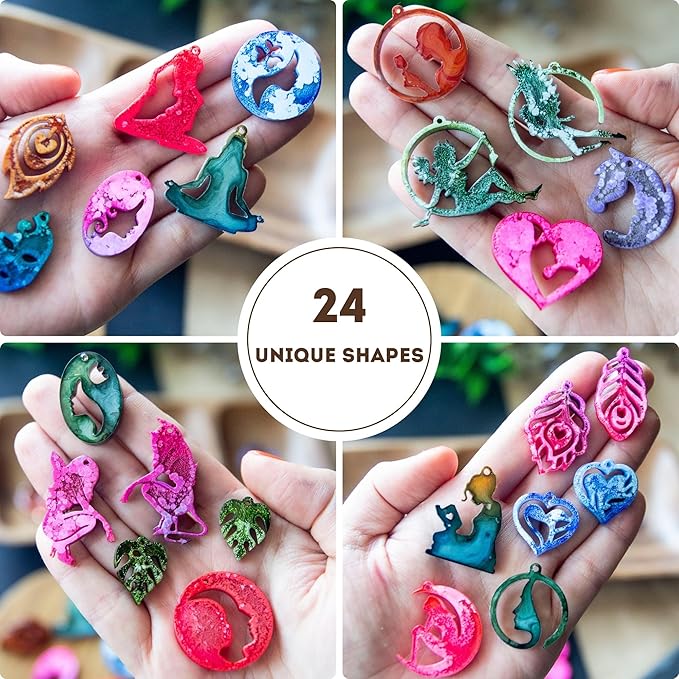 Keychain Resin Molds Silicone with Hole, UV Resin Jewelry Mold, Epoxy Resin Molds for Keychain Pendant Jewelry Making Molds for Epoxy Resin Earring Mold, Earrings, Necklace