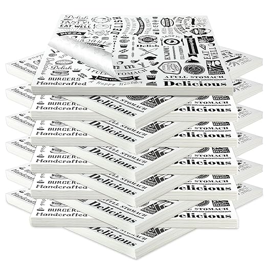 Outus 2400 Pcs 12 x 12 Inch Deli Wax Paper Sheets Grease Resistant Tray Basket Liners Newsprint Paper Water and Grease Proof Sandwich Wrapping Square Hot Dog Wrappers for Food Baking (White)