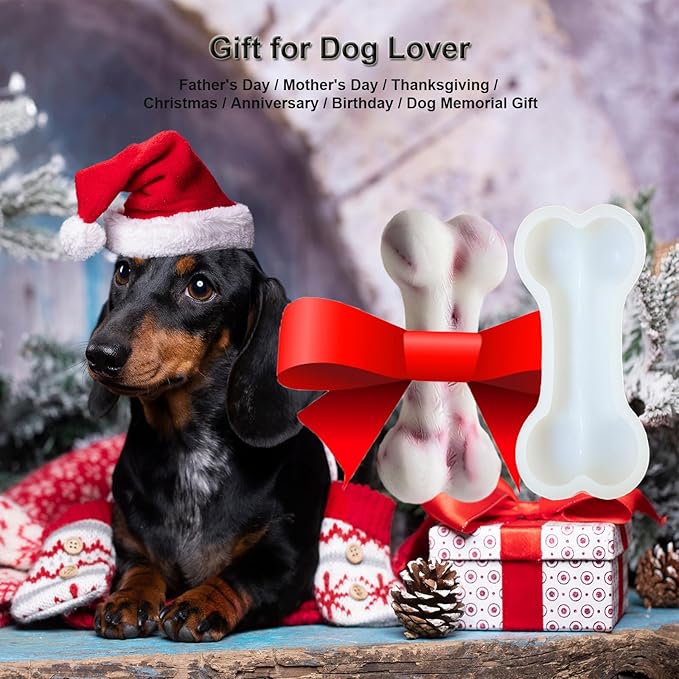 5IN Big Bone Dog Cat Treat Molds 2 Pack, DIY Flavors for Puppy. Food Safe Silicone for Oven. Large Ice Cube Mold for Pet Chew, Cooling. Pets Birthday Cake Baking. Fun Gift for Dog Lover
