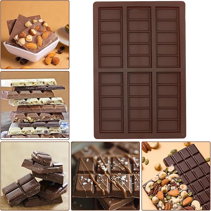 Chocolate Bar Molds Silicone Snap Bars Making Set Food Grade Break-Apart Chocolate Molds with 100pcs Storage Bags for Chocolate Bar Pistachio Candy Chocolate Snacks Milk Chocolate Bar