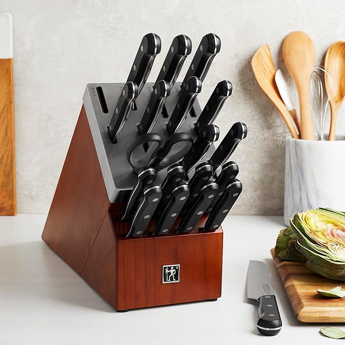 HENCKELS Solution Razor-Sharp 20-pc Knife Set, Chef Knife, Bread Knife, Steak Knife, German Engineered Informed by 100+ Years of Mastery
