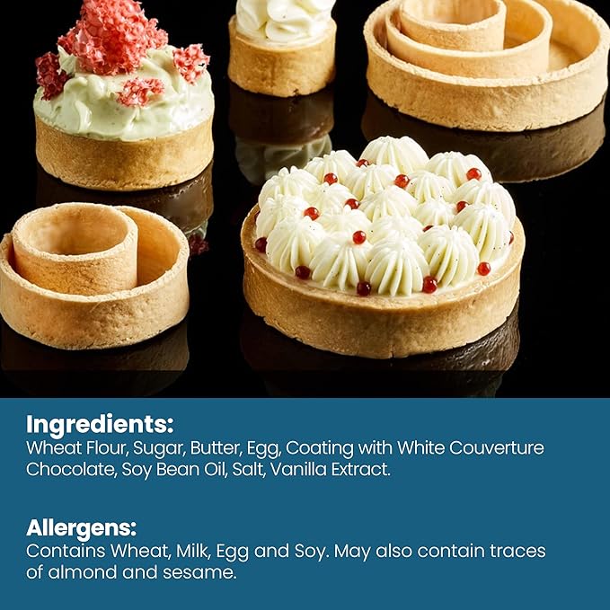 Cambie Square Vanilla Tart Shells, French Style Tart Shells, White Chocolate Coating (Round, 1 Count (Pack of 1))