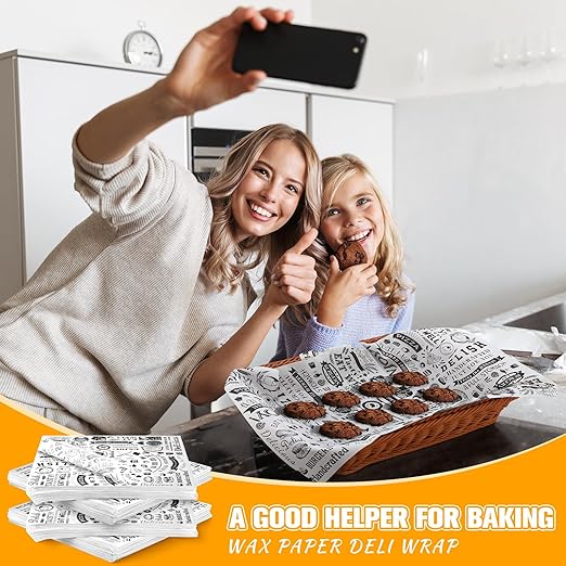 1000 Pcs 12 x 12 Inch Deli Wax Paper Sheets Grease Resistant Tray Basket Liners Newsprint Paper Water and Grease Proof Sandwich Wrapping Square Hot Dog Wrappers for Food Baking (White)