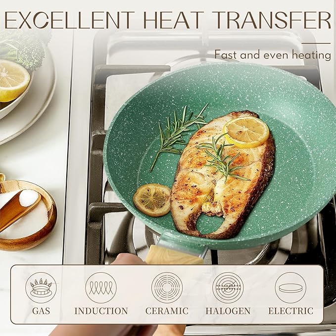 Innerwell Nonstick 9.5 Inch Skillet, Aluminum, Non-Toxic, PTFE & PFOA Free, Suitable for All Stovetops, Easy to Clean, Multipurpose
