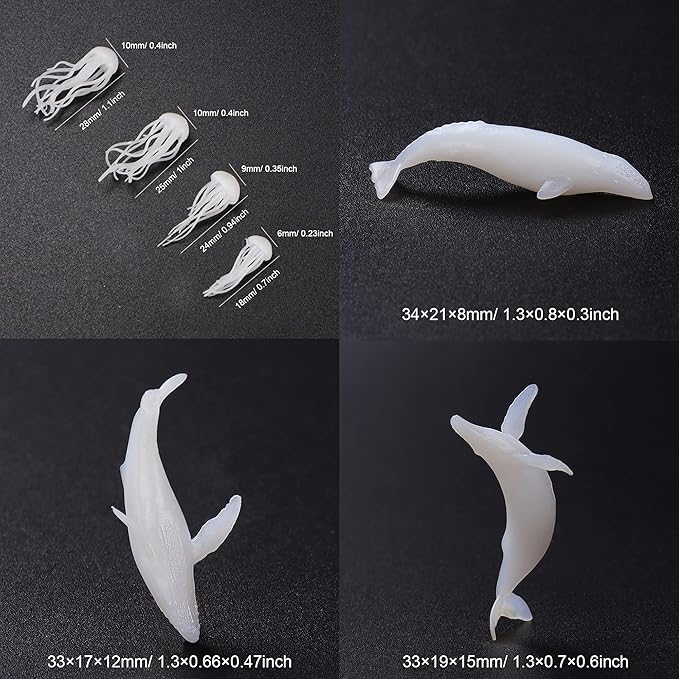 Woohome 16 PCS Jewelry Making Supplies - Resin Moulds & Fillers, 3D Mini Cruise Ship Whale Jellyfish Diver Moulds for Art Resin Crafts
