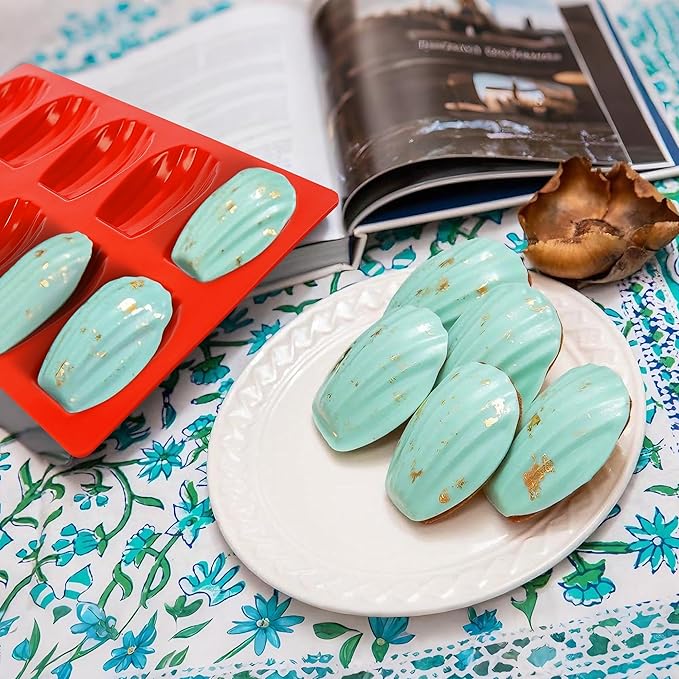 Madeleine Pans for Baking, Non-stick Silicone Madeleine Cookies Trays for Baking, 3Pcs Shell Shape Madeleine Mold Cake Pans (Regular(10-Cavity))
