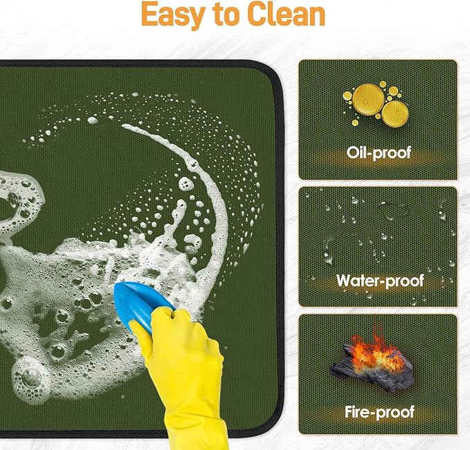 Heat Resistant Mats for Countertop - Fireproof 16x24 in Heat Resistant Mats for Air Fryer - Kitchen Countertop Protector Hot Pad for Air Fryer, Coffee Maker, Stand Mixer, Oven 2PCS - Green