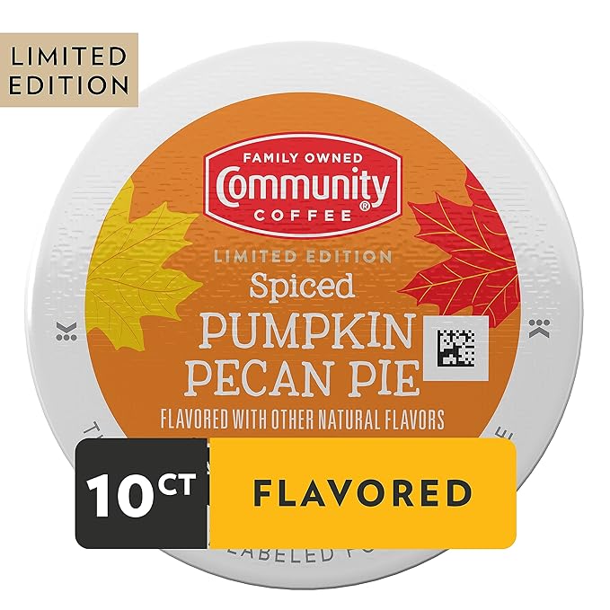 Community Coffee Spiced Pumpkin Pecan Pie Flavored Keurig Coffee Pods, 10 Count, Limited Edition, Medium Roast, 10 count (Pack of 1)