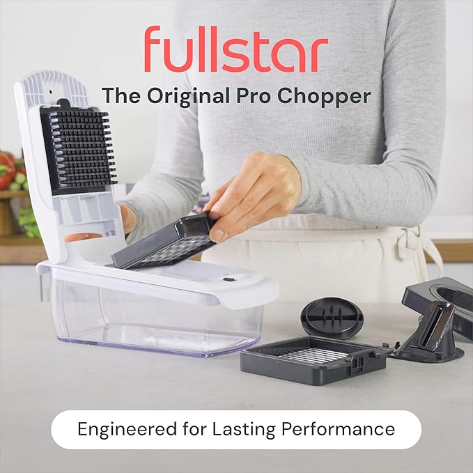Fullstar The Original Pro Chopper - Vegetable Chopper and Spiralizer, Food Chopper with Container, Fruit Slicer, Kitchen Gadgets & Accessories, Home Essentials (4 in 1, Black)
