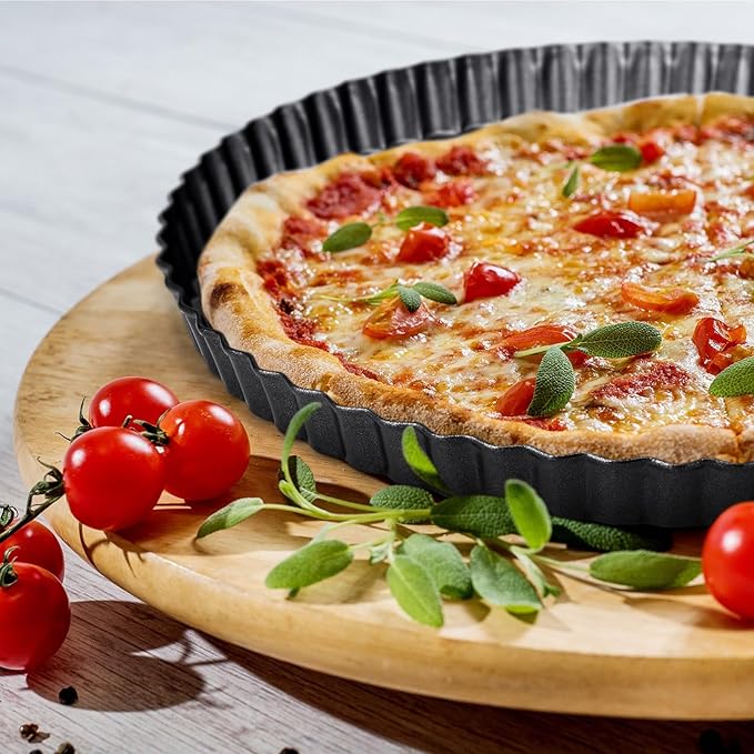 Layhit 34 Pcs Tart Pans - 2x 9.5" + 16x 3" Small + 16x 4" Mini Non Stick Tart Pans with Removable Bottom for Baking, Heavy Duty Carbon Steel Quiche Molds