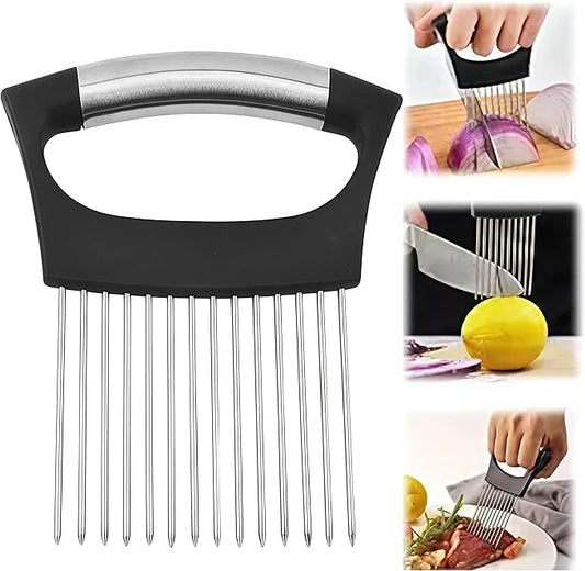 2025 Upgraded Onion Slicer, Onion Holder Chopper for Slicing, Chopper Slicer Assistant Tool, Cutter for Slicing of Meat, Potato, Tomato Kitchen Gadgets (1, Max)