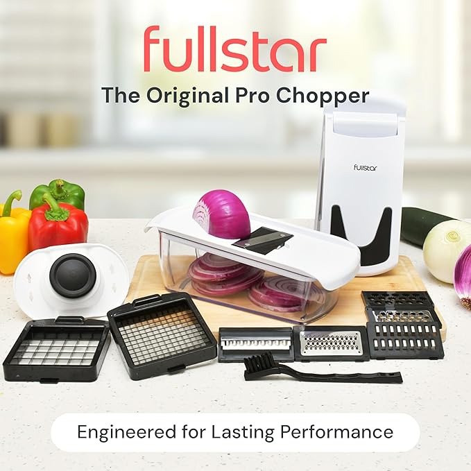 Fullstar The Original Pro Chopper - Vegetable Chopper and Spiralizer, Food Chopper with Container, Fruit Slicer, Kitchen Gadgets & Accessories, Home Essentials (8 in 1, White)