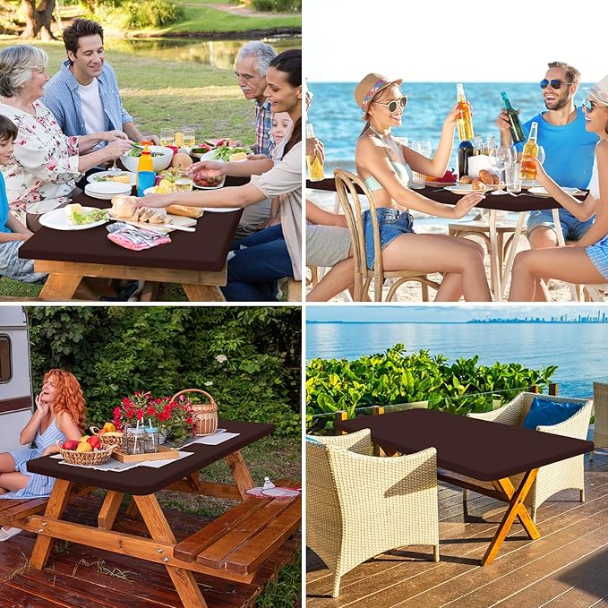 homing Rectangle Table Cloth Cover, Waterproof Polyester Elastic Fitted Tablecloth, Fits for 5 Foot Folding Tables, Washable Table Protector for Fall, Thanksgiving, Harvest Party (Coffee, 30" x 60")