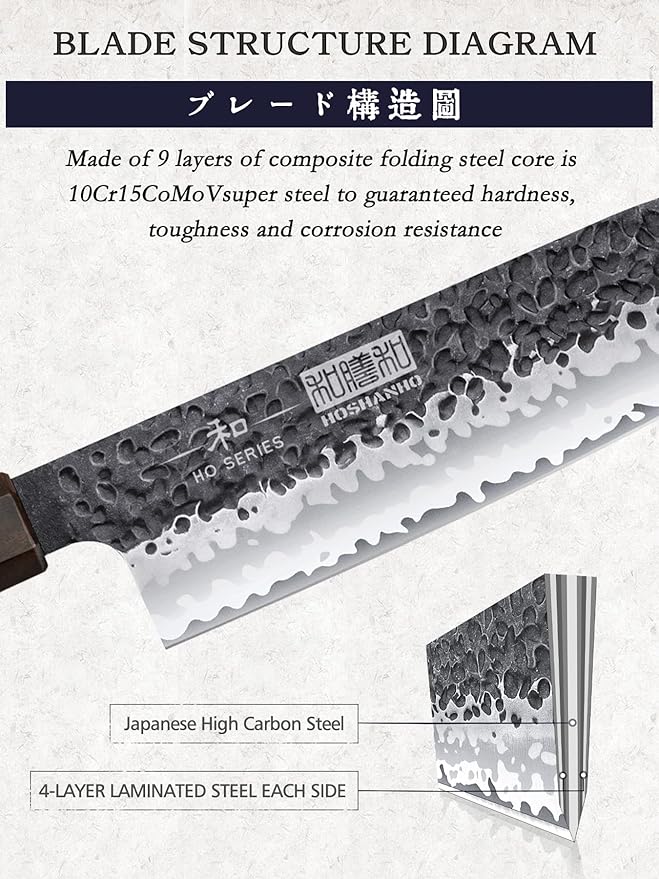 HOSHANHO Chef's Santoku Knife 7 Inch, Professional Japanese High Carbon Steel Chef Knife, Ultra Sharp Kitchen Knife with Octagonal Rosewood Handle