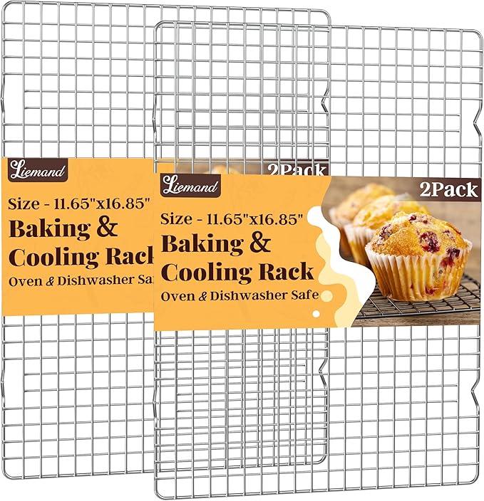 Cooling Racks for Cooking and Baking - 2 PCS 11.65" x 16.85" Grid Wire Baking Rack for Oven Cooking, Baking, Grilling, Roasting - Dishwasher Safe Bacon Rack - Fits Half Sheet Cookie Pan