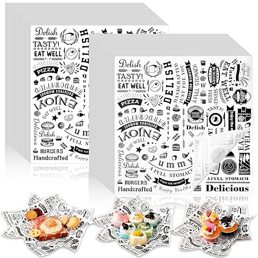 Outus 3000 Pcs 12 x 12 Inch Deli Wax Paper Sheets Grease Resistant Tray Basket Liners Newsprint Paper Water and Grease Proof Sandwich Wrapping Square Hot Dog Wrappers for Food Baking (White)